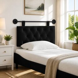 Wall-Mounted Velvet Headboard with LED Light Feature