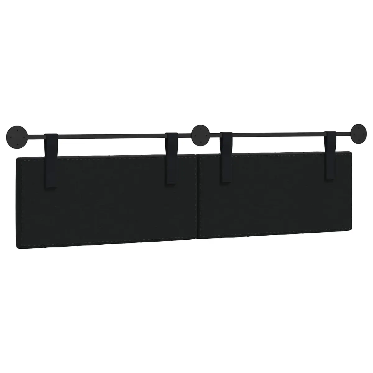 Hanging Headboard with LED Light Modern Black Velvet Button Tufted