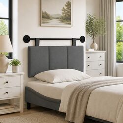 Wall-Mounted Upholstered Headboard with Adjustable Belts