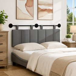 Wall-Mounted Dark Grey Upholstered Headboard