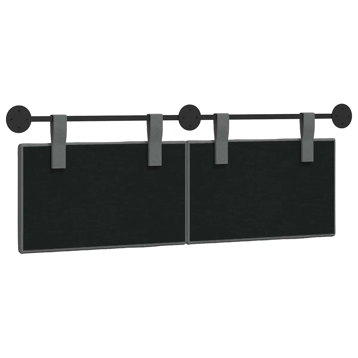 Hanging Headboard Wall-Mounted Upholstered Bed Grey Fabric Bedroom Furniture