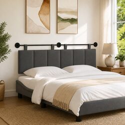 Wall Mounted Headboard with Vertical Stripes and Foam Core