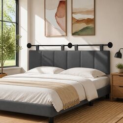 Wall-Mounted Upholstered Headboard with Vertical Stripes