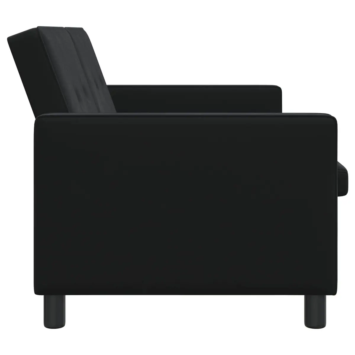 Sofa Bed Adjustable Backrest Compact Black Fabric Pull-Out Lounge Seating