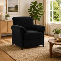 1-Seater Black Velvet Sofa with Metal Frame, 88x83x95cm