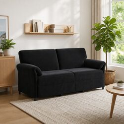 Contemporary 3-Seater Sofa in Black Velvet