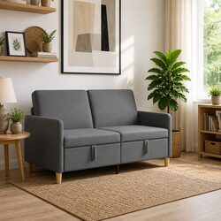 152cm Dark Grey Storage Sofa with Lift-Up Seat