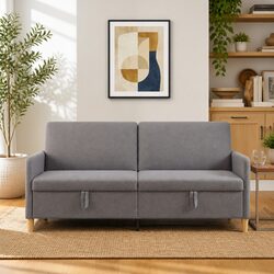 Modern Dark Grey Storage Sofa with Lift-Up Functionality