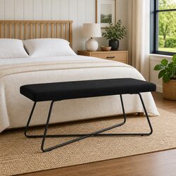 Black Velvet Upholstered Bench with Engineered Wood Frame