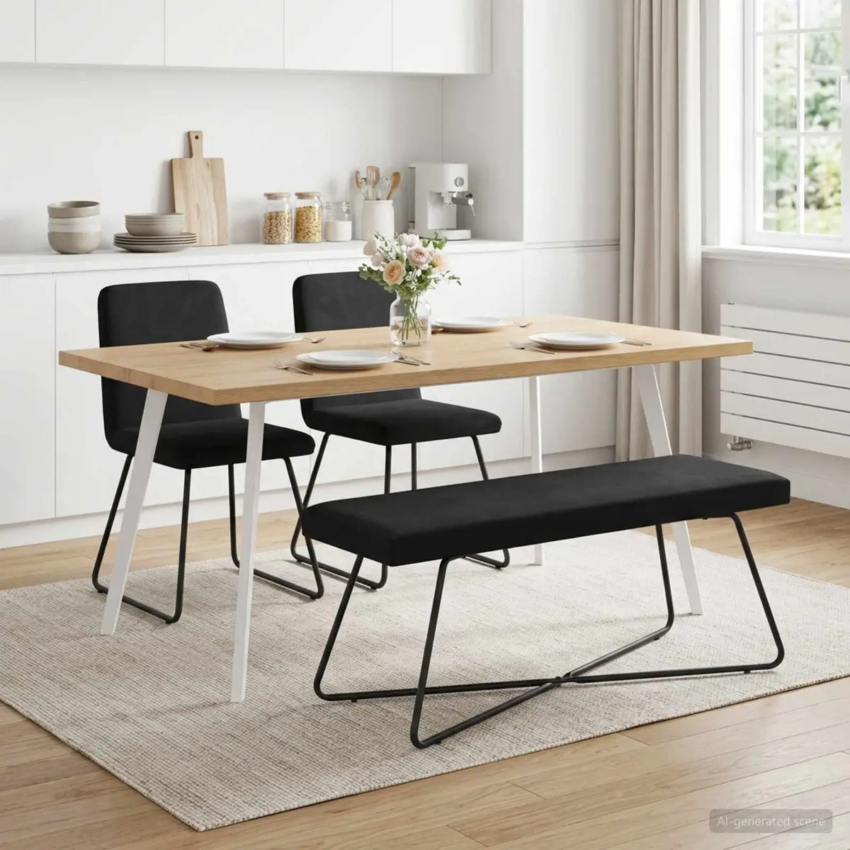 Bench Soft Velvet Upholstery 110 x 40 x 45 cm Black