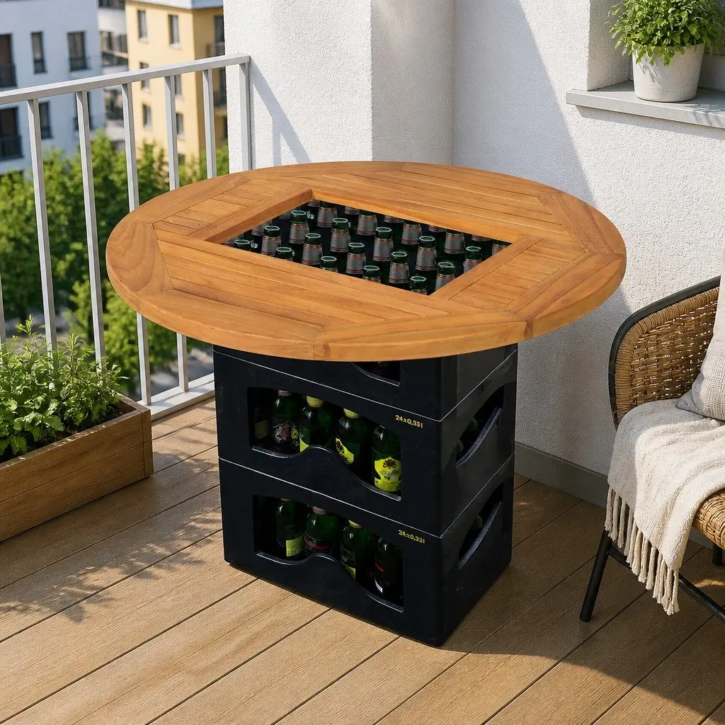 Beer Crate Tabletop Portable 70cm Brown