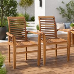 Teak Stacking Dining Chairs Set for Outdoor Use