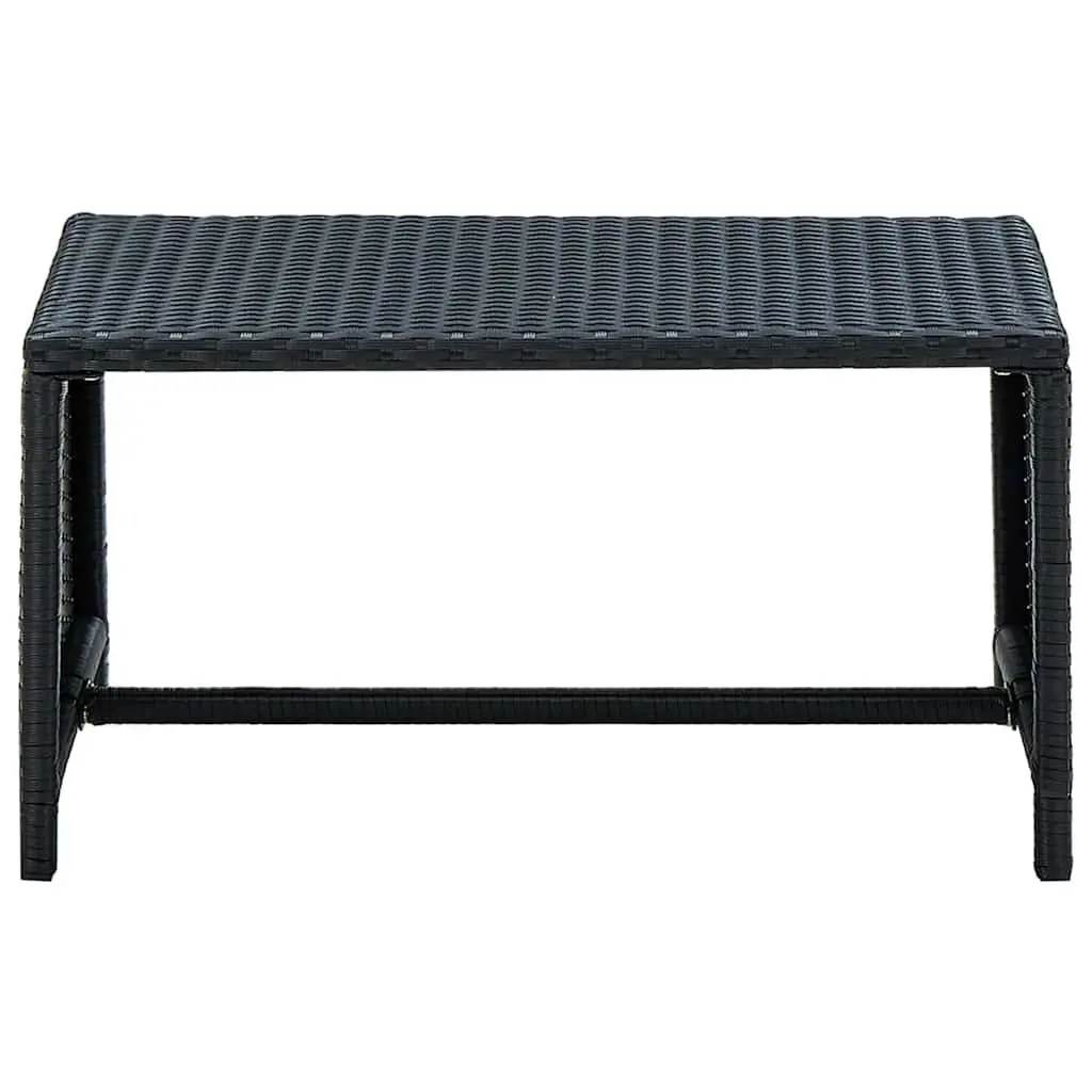 Outdoor Coffee Table Water-Resistant Black 70x40x38 cm PE Rattan Steel Frame Patio Furniture
