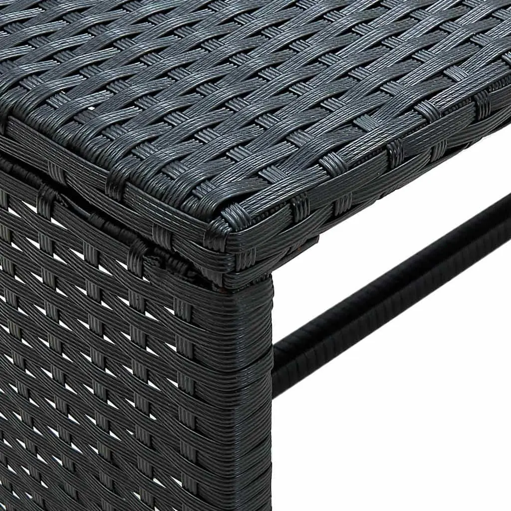 Outdoor Coffee Table Water-Resistant Black 70x40x38 cm PE Rattan Steel Frame Patio Furniture