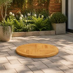 60cm Round Solid Teak Wood Tabletop for Dining