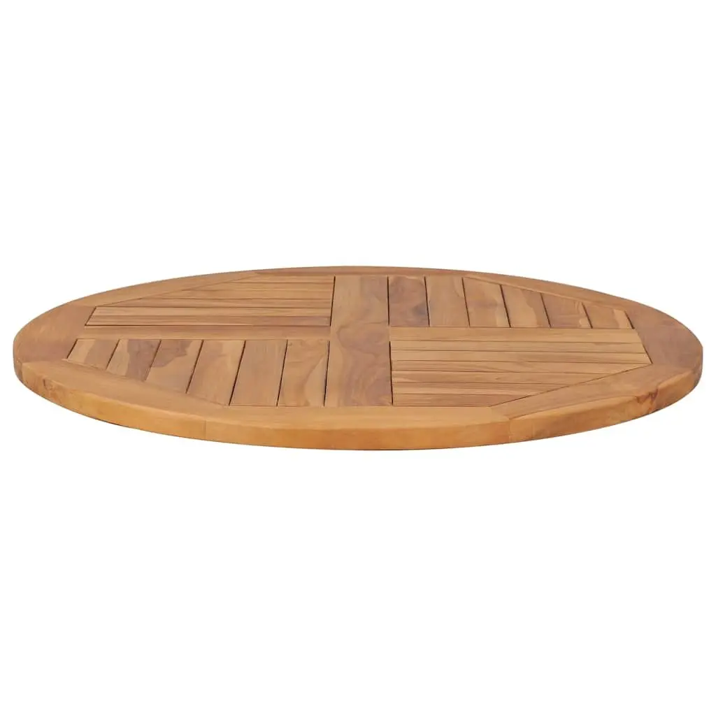 Round Teak Wood Table Top Weather Resistant 80cm Diameter Brown
