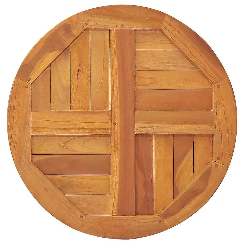 Round Teak Wood Table Top Weather Resistant 80cm Diameter Brown