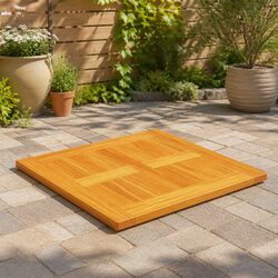 Solid Teak Wood Tabletop 70x70cm, Brown Finish