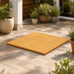 Durable Solid Teak Wood Square Tabletop 90x90cm for Replacement