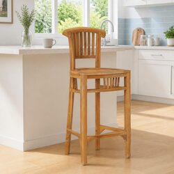 Solid Teak Wood Bar Stool for Versatile Use