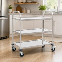 Stainless Steel 3-Tier Kitchen Trolley Service Cart