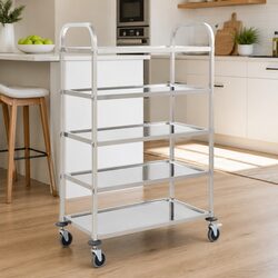 5-Tier Kitchen Trolley with Stainless Steel Frame