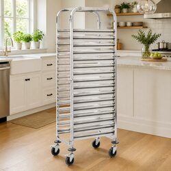 16 Tray Capacity Kitchen Trolley with Stainless Steel Frame