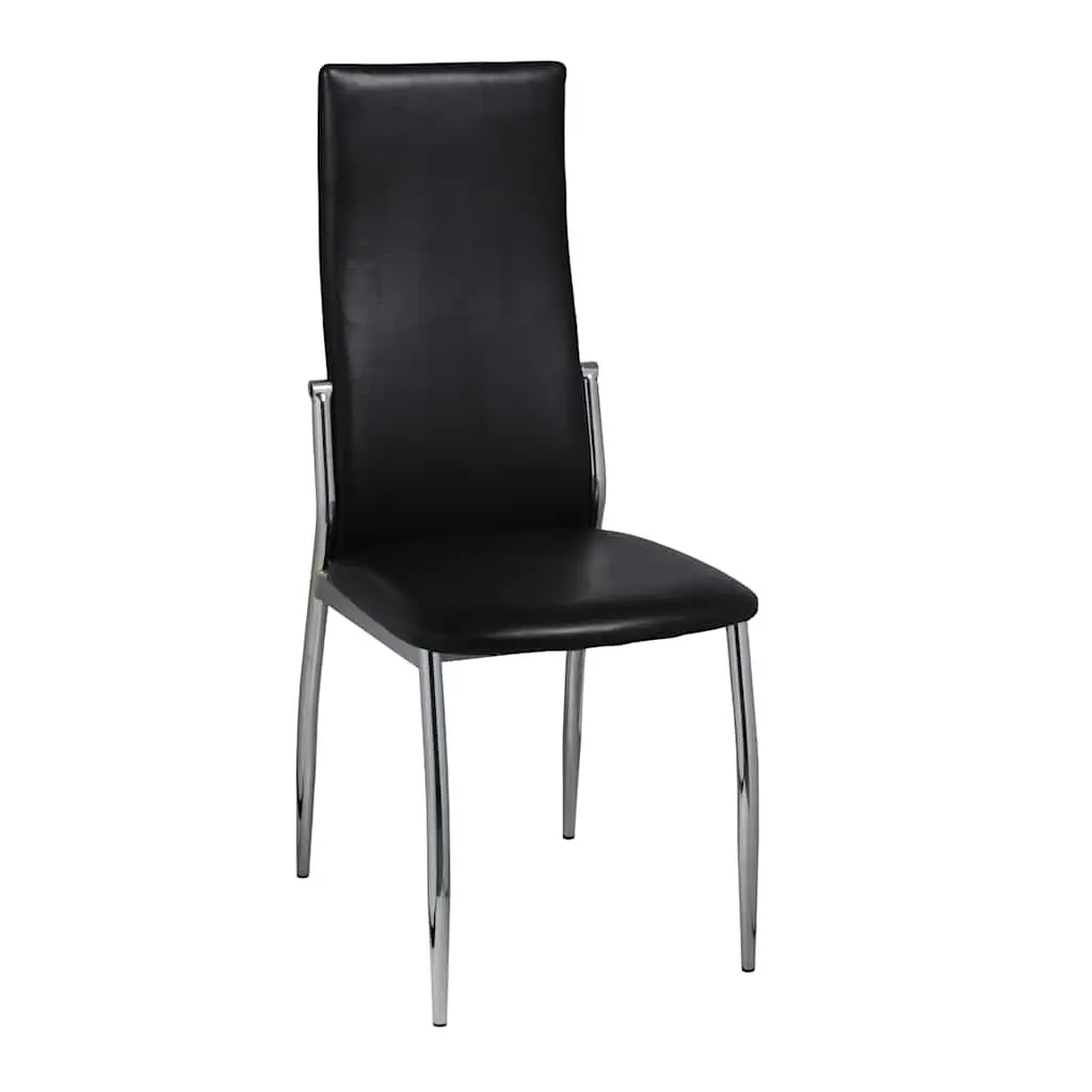 Dining Chairs Ergonomic 2 Piece Black Synthetic Leather Modern Kitchen Seating