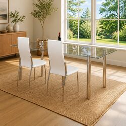 White Synthetic Leather Dining Chairs - Set of 2