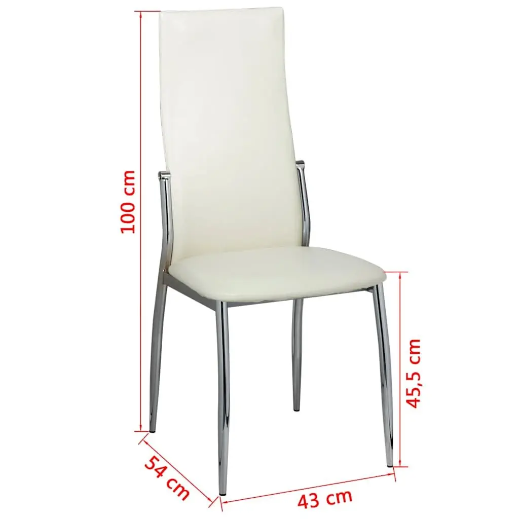 Ergonomic Dining Chairs White Faux Leather Set of 4 for Kitchen Room Seating