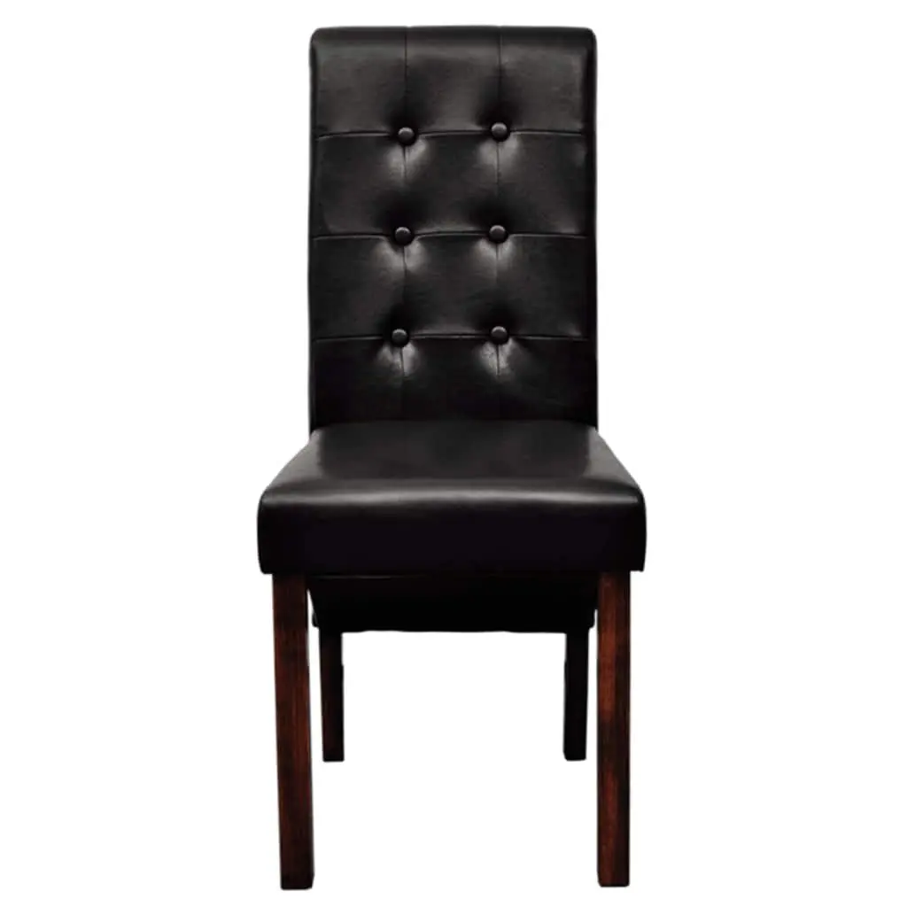 Dining Chairs Ergonomic Padded Seats Backrests 2 Piece Set Black