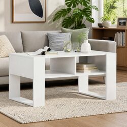 White Coffee Table with Open Shelf Storage