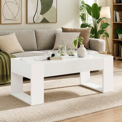 White Engineered Wood Coffee Table, 110 x 50 x 41 cm