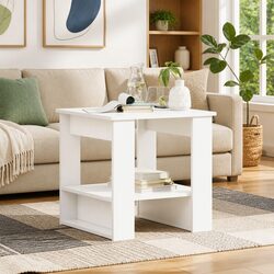 Engineered Wood Coffee Table with Shelves in White
