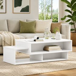 Engineered Wood White Coffee Table for Living Rooms
