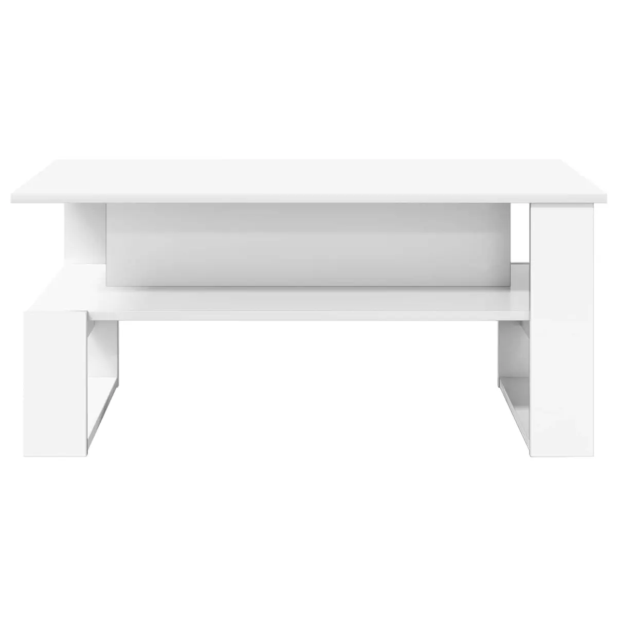 Coffee Table Rectangular Indoor Storage White Engineered Wood
