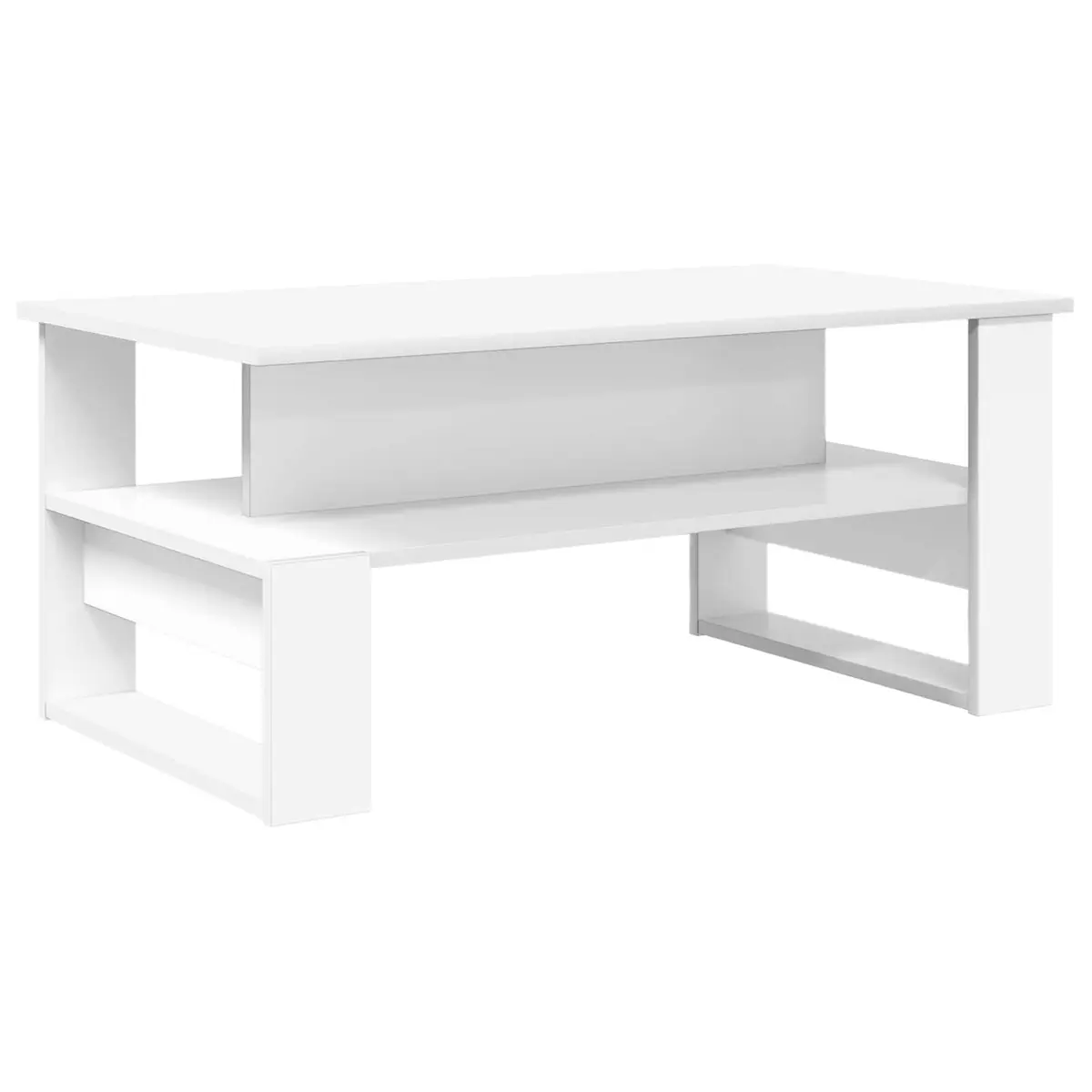 Coffee Table Rectangular Indoor Storage White Engineered Wood
