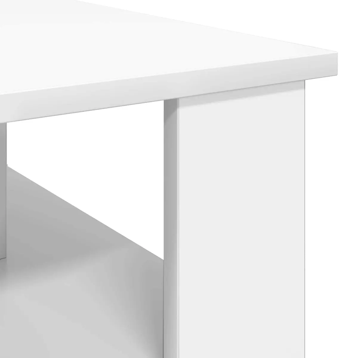 Coffee Table Rectangular Indoor Storage White Engineered Wood