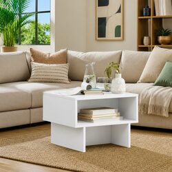 White Engineered Wood Coffee Table with Storage