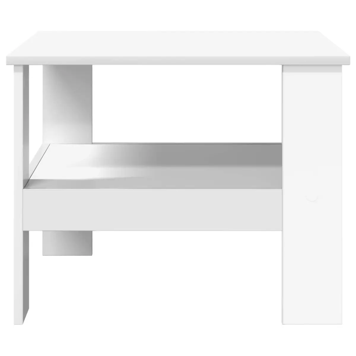 Coffee Table Modern White with Storage Shelves 57x55x45cm