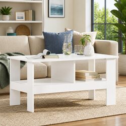 Engineered Wood Coffee Table with Storage Shelves