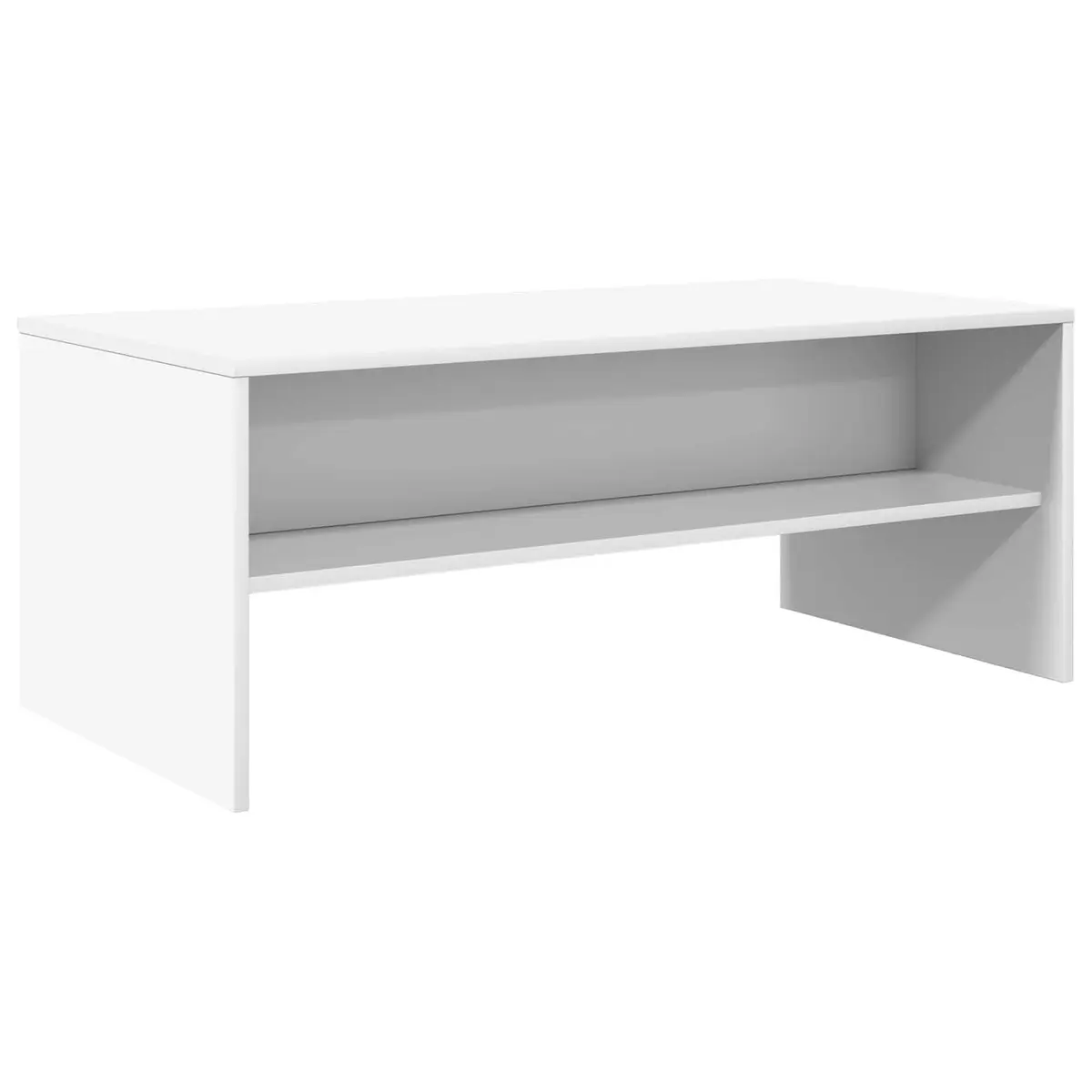 Coffee Table Modern Rectangular Engineered Wood Storage White