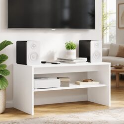 White Engineered Wood TV Cabinet with Storage Solutions
