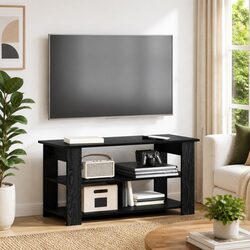 Modern Black Oak TV Stand with Engineered Wood Construction