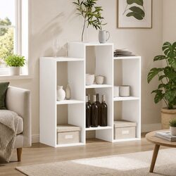 White Storage Sideboard Cabinet with Integrated Shelving