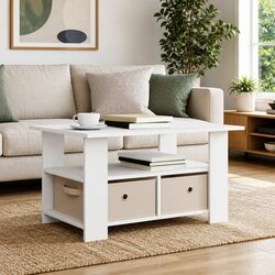 Rectangular Coffee Table in White Engineered Wood