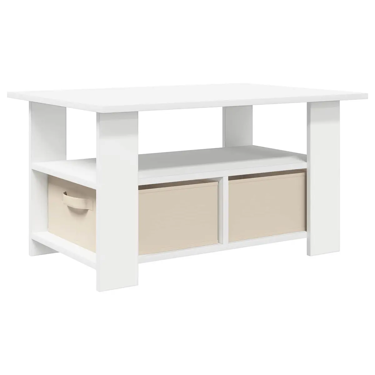 Coffee Table with Drawer Storage Rectangular White Engineered Wood