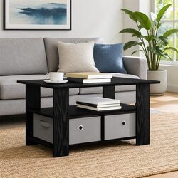 Black Coffee Table with Engineered Wood Construction