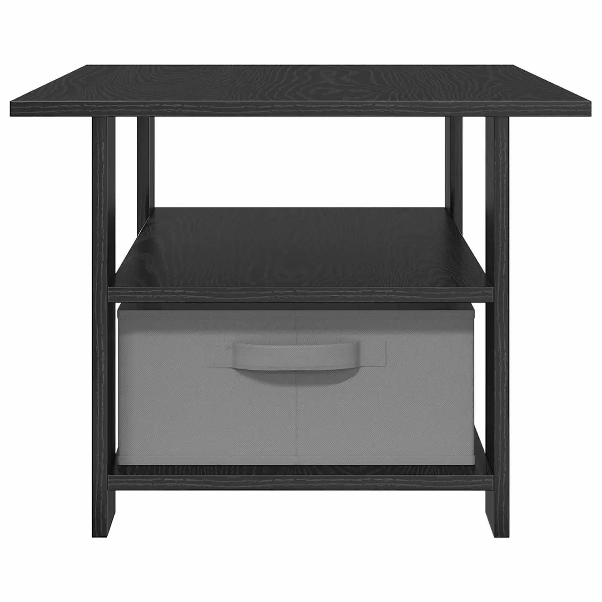 Coffee Table Black Engineered Wood Storage Drawers Rectangular