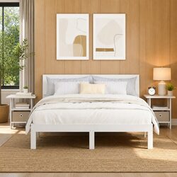 White Bedside Table Set - 2 Pieces with Storage